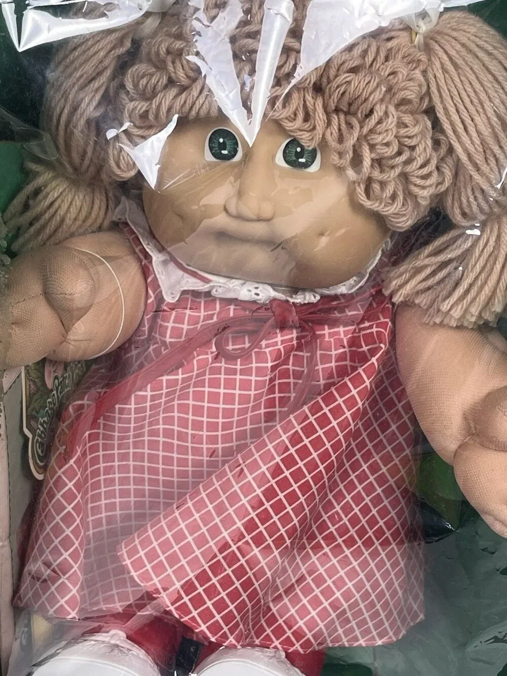 VTG 1985‎ Cabbage Patch Kids Karbel Lori Green Eyes NRFB Birth Cert Box Damage